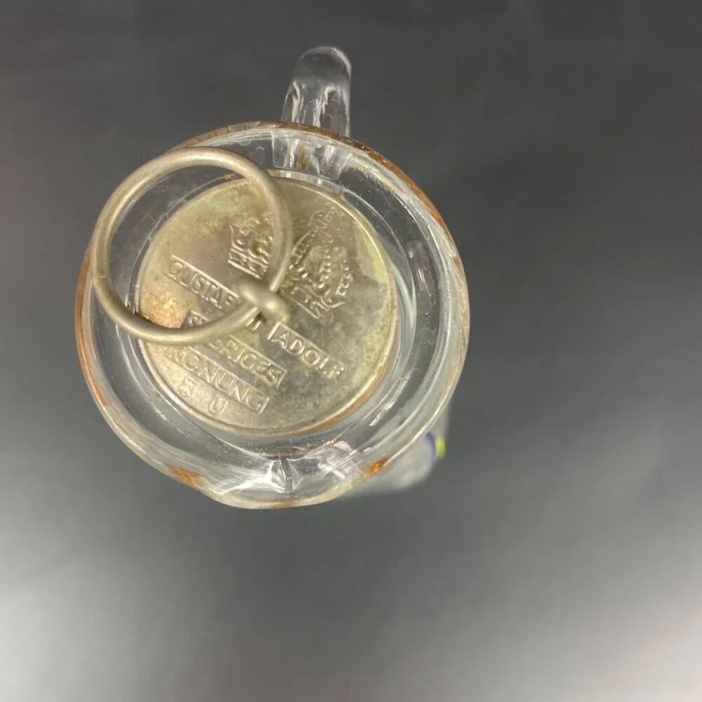 Stockholms Glasbruk Skansen Art Glass Cruet Sweden Coin Cork Stopper